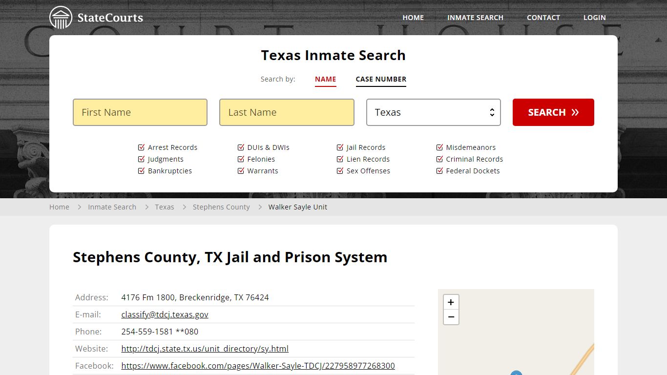 Walker Sayle Unit Inmate Records Search, Texas - StateCourts